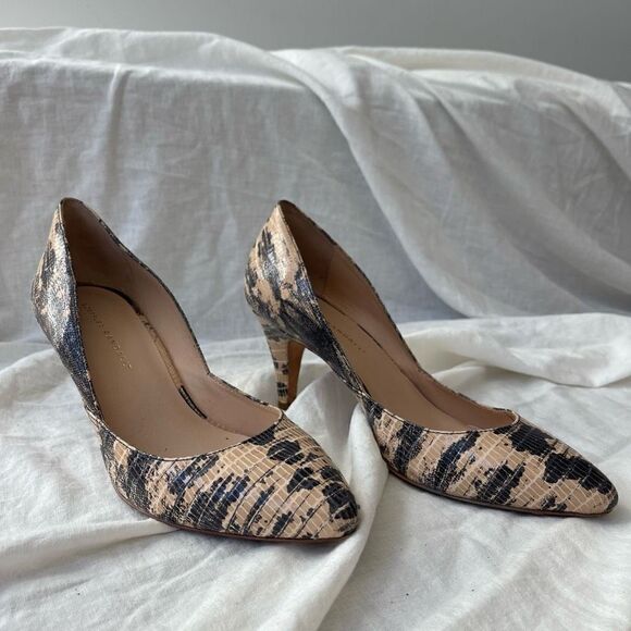 Loeffler Randal Women's High Heels Phyton Animal Print Pointed Toe Shoes Size 9. - Picture 1 of 12